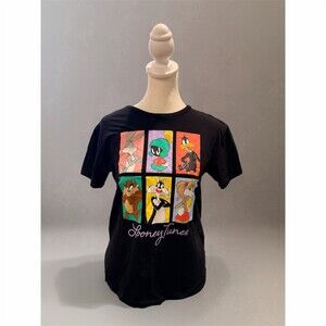 Looney Tunes T-Shirt Girls L (10/12) Black Graphic Short Sleeve Crew Neck